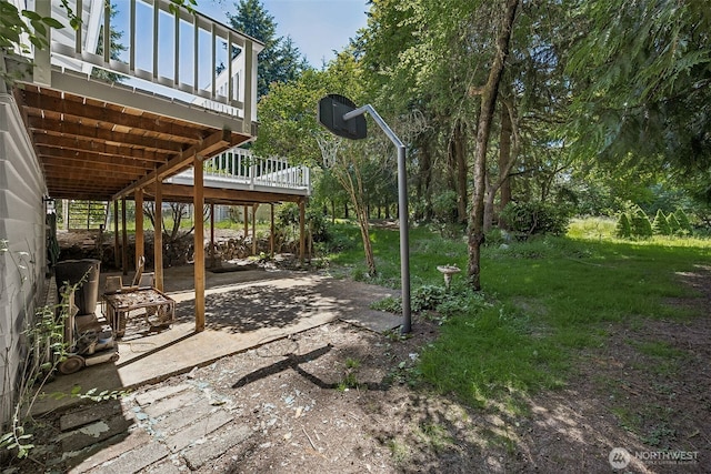 12820 E 129th St, Puyallup, WA 98374 - view of yard with a deck, a patio, and a carport