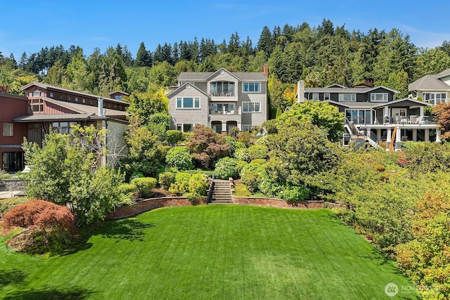 8260 Avalon Dr, Mercer Island, WA 98040 - view of grassy yard featuring stairs