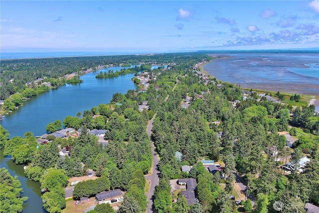 762 Evergreen Ave SE, Ocean Shores, WA 98569 - aerial view of property and surrounding area with a nearby body of water and a heavily wooded area