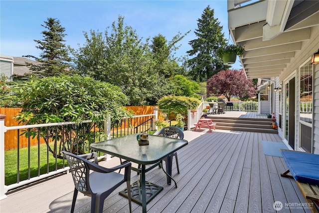 1612 SW 304th St, Federal Way, WA 98023 - wooden terrace with outdoor dining area