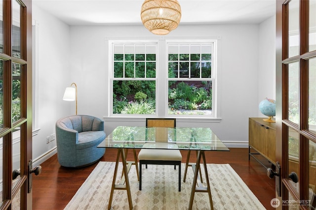 5940 Rose Loop NE, Bainbridge Island, WA 98110 - home office with wood finished floors and french doors