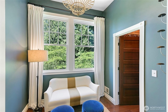 5940 Rose Loop NE, Bainbridge Island, WA 98110 - sitting room featuring dark wood finished floors and a chandelier