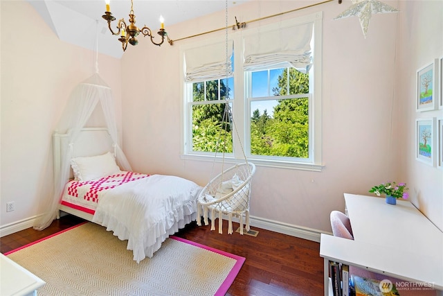 5940 Rose Loop NE, Bainbridge Island, WA 98110 - bedroom featuring a chandelier and wood finished floors