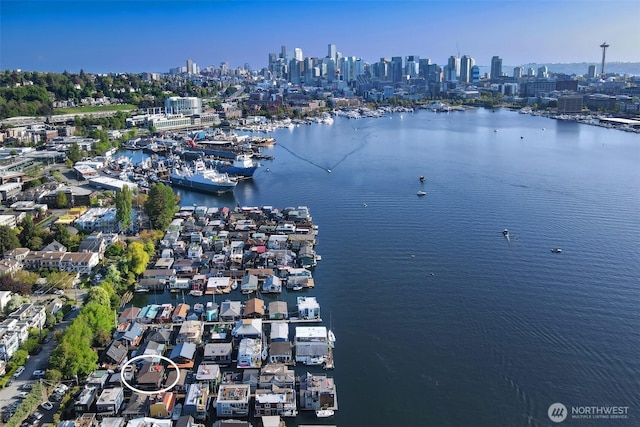 2219 Fairview Ave E Unit 5, Seattle, WA 98102 - aerial view of property and surrounding area with city skyline and a nearby body of water