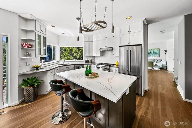11115 NE 95th St, Kirkland, WA 98033 - kitchen with stainless steel appliances, backsplash, healthy amount of natural light, and recessed lighting