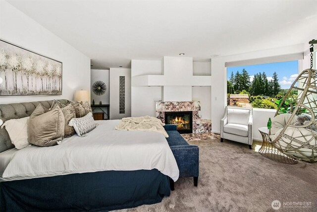 11115 NE 95th St, Kirkland, WA 98033 - carpeted bedroom featuring a premium fireplace