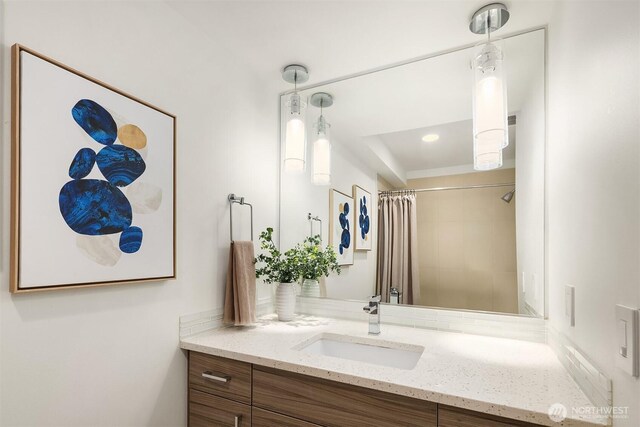 252 E Roanoke St, Seattle, WA 98102 - bathroom with vanity and curtained shower