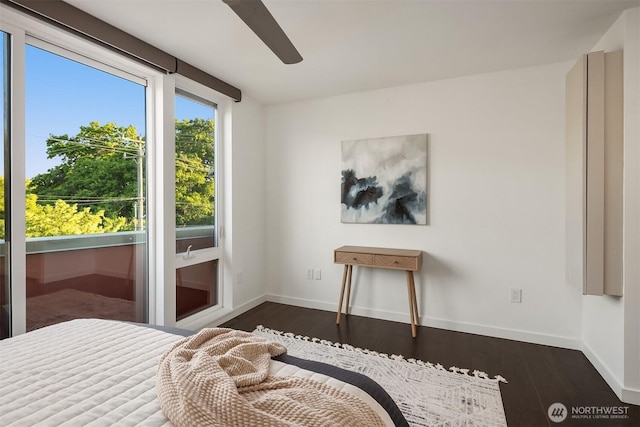 252 E Roanoke St, Seattle, WA 98102 - bedroom with dark wood-type flooring and ceiling fan