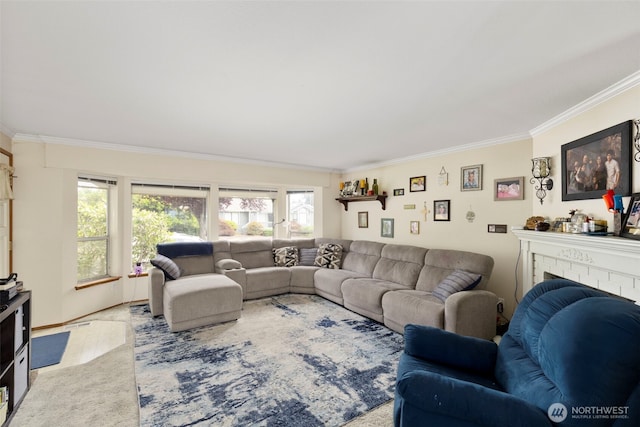 9757 Spinnaker Blvd NW, Silverdale, WA 98383 - living area featuring ornamental molding and a fireplace
