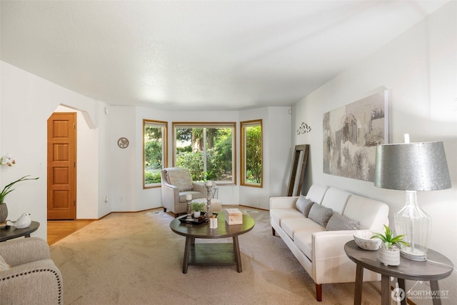 3905 109th Pl SE, Everett, WA 98208 - living room with arched walkways and carpet flooring