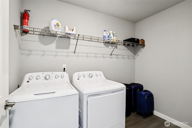 15323 NE 108th Way, Vancouver, WA 98682 - laundry area with washing machine and clothes dryer and wood finished floors