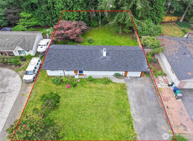 7713 NE 141st St, Kirkland, WA 98034 - aerial view of property and surrounding area with property boundaries highlighted