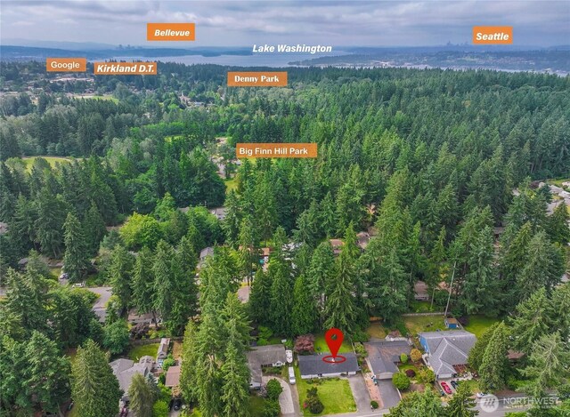 7713 NE 141st St, Kirkland, WA 98034 - aerial view of property's location with a forest
