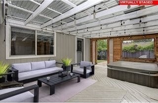 2518 NE 82nd Way, Vancouver, WA 98665 - wooden terrace featuring an outdoor living space and a covered hot tub