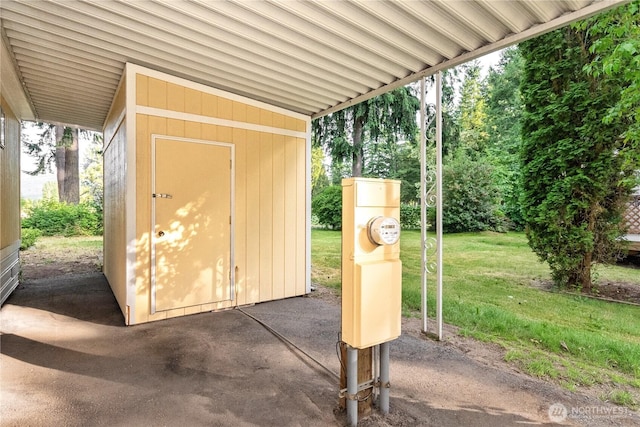 24443 Wicker Rd Unit 16, Sedro Woolley, WA 98284 - view of patio with a storage unit