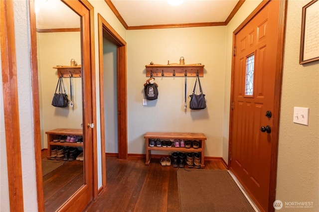 50 Blackberry St, Forks, WA 98331 - mudroom featuring crown molding and dark wood finished floors