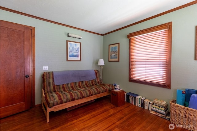 50 Blackberry St, Forks, WA 98331 - sitting room with crown molding, wood finished floors, and a wall mounted AC