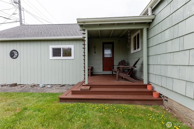 50 Blackberry St, Forks, WA 98331 - doorway to property with a yard and roof with shingles