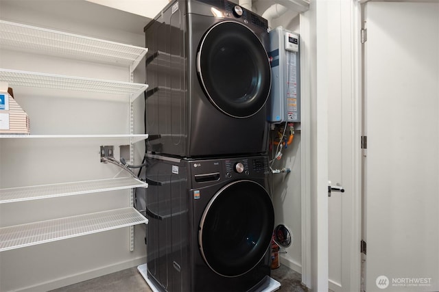 111 Martin Luther King Jr Way, Seattle, WA 98122 - laundry room featuring stacked washing machine and dryer and baseboards