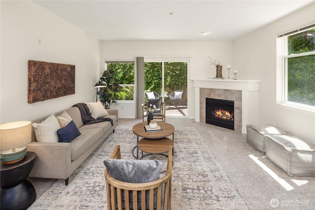 5100 Talbot Pl S Unit F, Renton, WA 98055 - carpeted living area featuring plenty of natural light and a fireplace