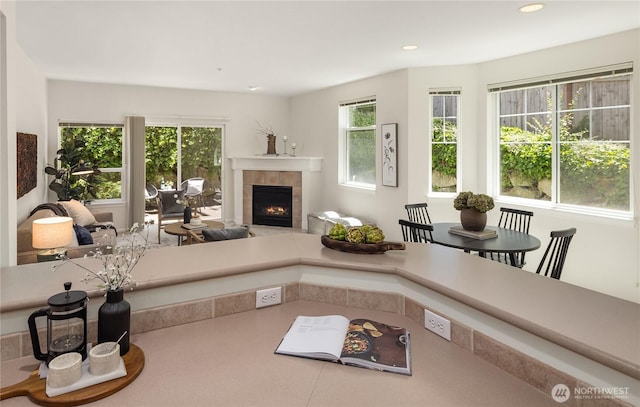 5100 Talbot Pl S Unit F, Renton, WA 98055 - living room with a fireplace and recessed lighting