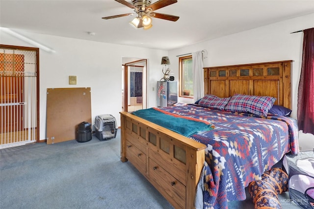 8120 Gordon Rd, Concrete, WA 98237 - carpeted bedroom with a ceiling fan and ensuite bathroom