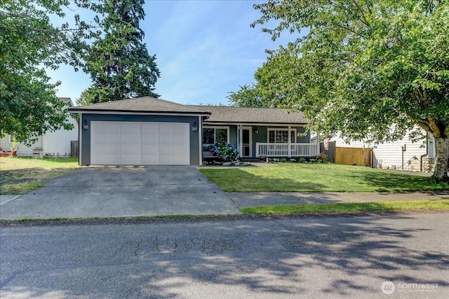 7116 200th Street Ct E, Spanaway, WA 98387 - single story home featuring a garage, a porch, asphalt driveway, and a shingled roof