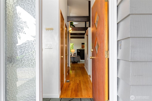 6151 S 125th St, Seattle, WA 98178 - hall with baseboards and wood finished floors