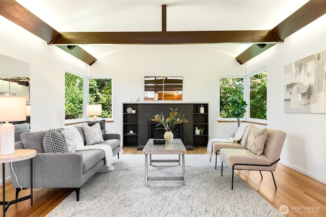 6151 S 125th St, Seattle, WA 98178 - living room featuring plenty of natural light, wood finished floors, and a fireplace