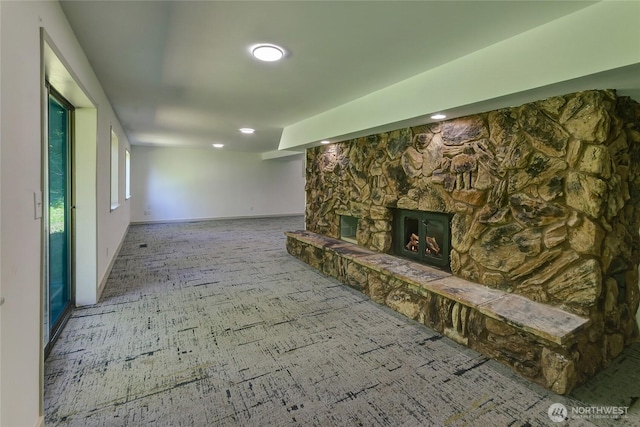 3327 170th Ave E, Lake Tapps, WA 98391 - unfurnished living room with a fireplace and baseboards