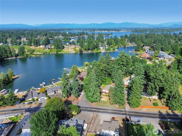 3327 170th Ave E, Lake Tapps, WA 98391 - aerial view of property and surrounding area featuring a water and mountain view