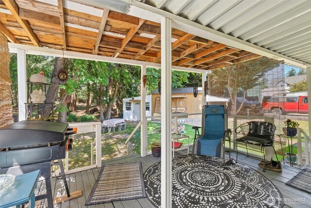 101 Shenandoah Dr, Silverlake, WA 98645 - deck featuring a storage unit and grilling area