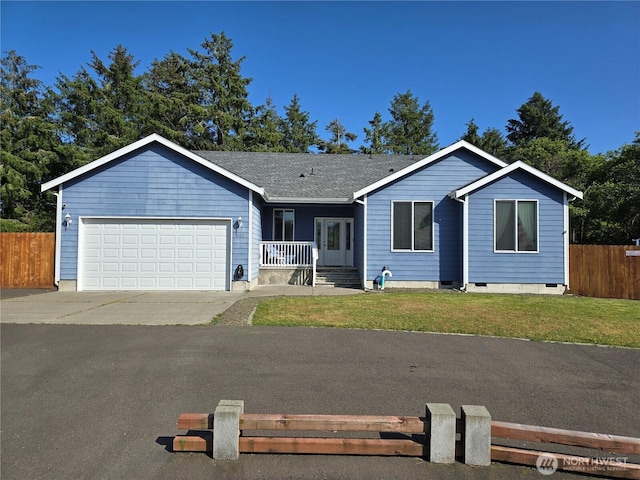 861 Willow Ct SW, Ocean Shores, WA 98569 - ranch-style home with an attached garage, concrete driveway, a porch, and crawl space