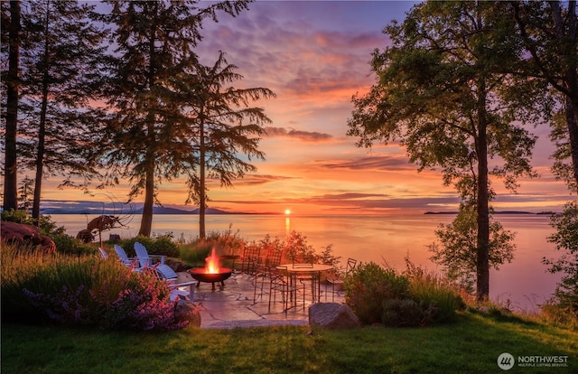 385 Sunset Ave, Orcas Island, WA 98245 - water view featuring a fire pit