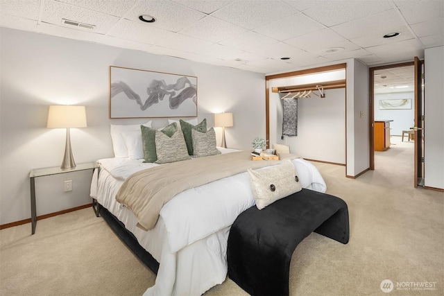 3604 Serene Way, Lynnwood, WA 98087 - bedroom featuring light carpet, a closet, and a paneled ceiling