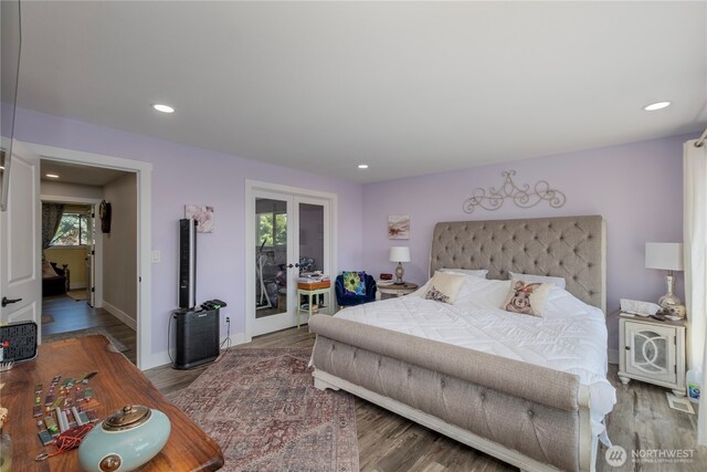 3418 Mari Lane Dr, Wenatchee, WA 98801 - bedroom with french doors, recessed lighting, and wood finished floors