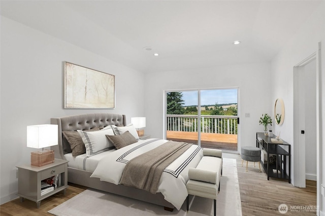 2805 Chambers Bay Dr, Steilacoom, WA 98388 - bedroom featuring access to outside, light wood-style flooring, and recessed lighting