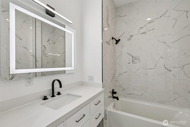 2805 Chambers Bay Dr, Steilacoom, WA 98388 - bathroom featuring vanity and  shower combination