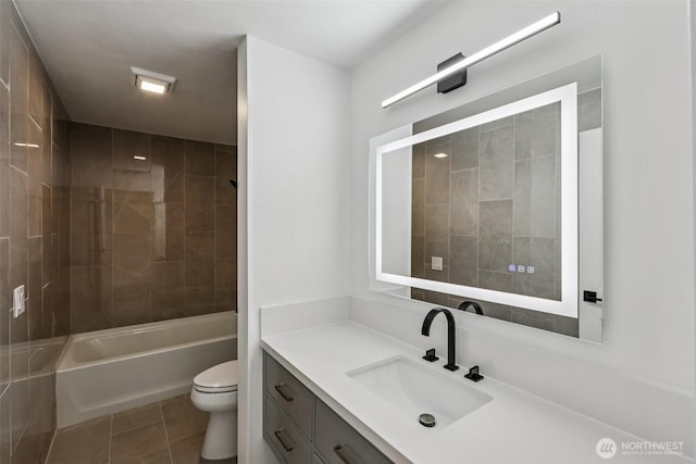 2805 Chambers Bay Dr, Steilacoom, WA 98388 - bathroom featuring vanity, tile patterned flooring, and shower / tub combination