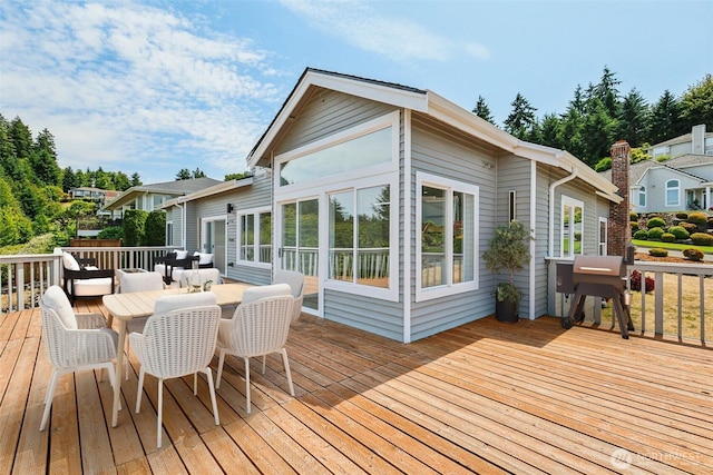 2805 Chambers Bay Dr, Steilacoom, WA 98388 - wooden terrace featuring outdoor dining space