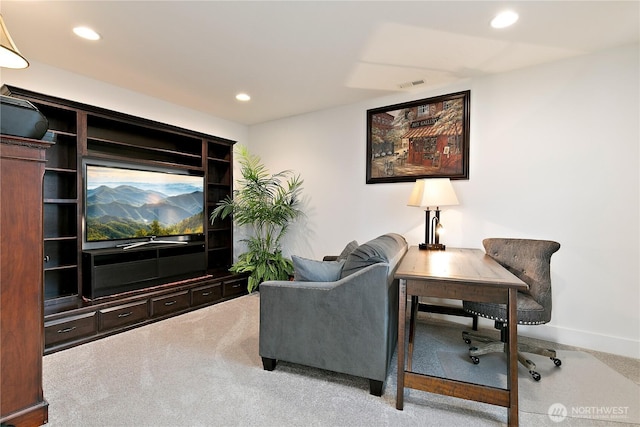 3359 Terry Ln, Enumclaw, WA 98022 - living area with carpet, recessed lighting, and a desk
