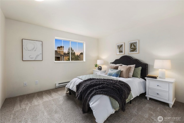 5300 Harbour Pointe Blvd Unit 302G, Mukilteo, WA 98275 - bedroom with dark carpet and baseboard heating
