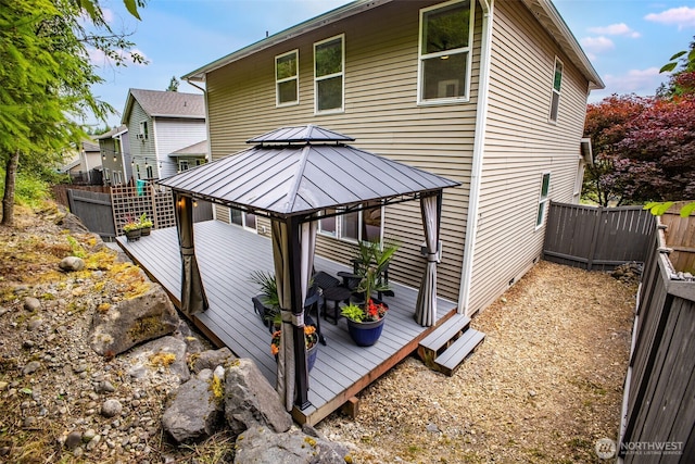 14926 Woodland Ave E, Puyallup, WA 98375 - rear view of house with a gazebo and a wooden deck