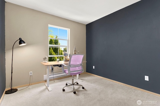 1736 E 39th St, Tacoma, WA 98404 - office featuring a baseboard heating unit and carpet