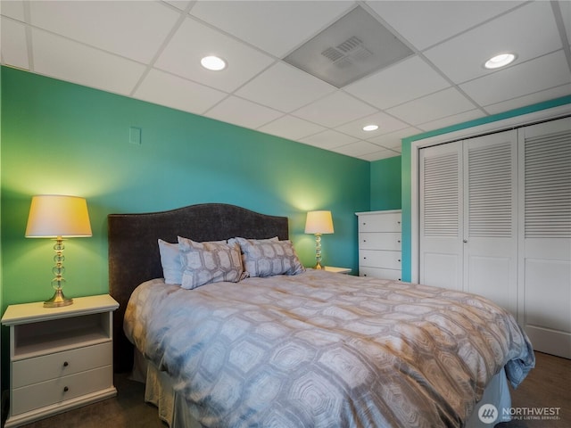 7217 20th Ave SE, Lacey, WA 98503 - bedroom with a paneled ceiling, a closet, and recessed lighting