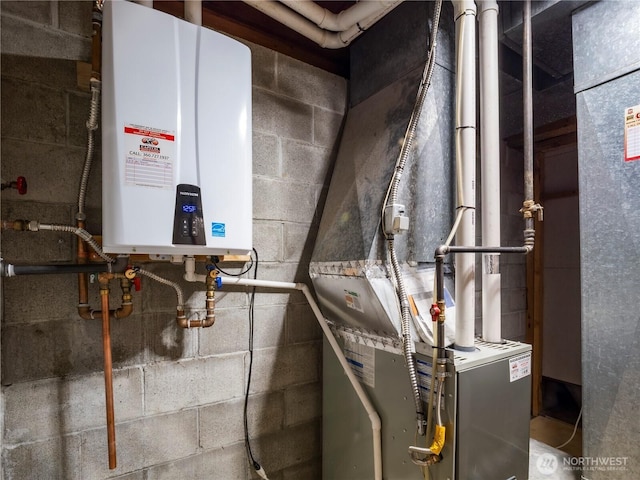 7217 20th Ave SE, Lacey, WA 98503 - utility room featuring tankless water heater and heating unit