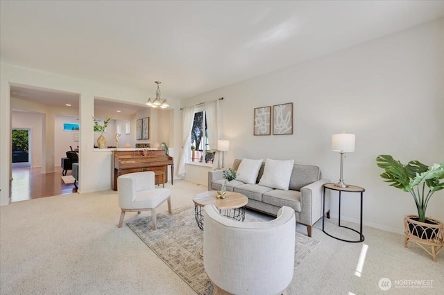 15204 48th Ave SE, Everett, WA 98208 - living area featuring light colored carpet and a chandelier