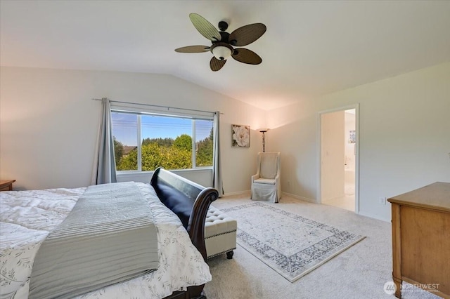15204 48th Ave SE, Everett, WA 98208 - carpeted bedroom with vaulted ceiling, ensuite bathroom, and ceiling fan
