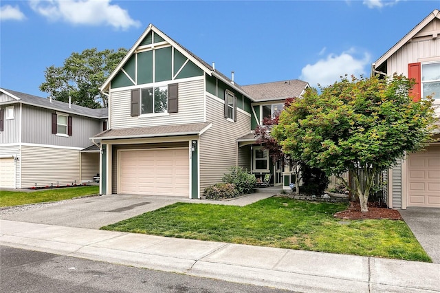 17712 17th Ave E, Spanaway, WA 98387 - view of front facade with a garage, a front lawn, and asphalt driveway