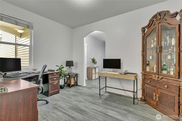 17712 17th Ave E, Spanaway, WA 98387 - office with arched walkways and light wood finished floors